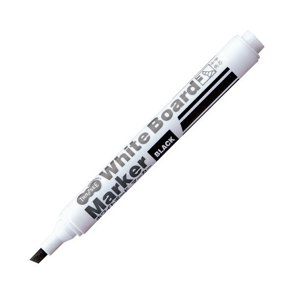 （まとめ）TANOSEE ホワイトボードマーカー中字 角芯 黒 1セット（12本）〔×10セット〕 【北海道・沖縄・離島配送不可】