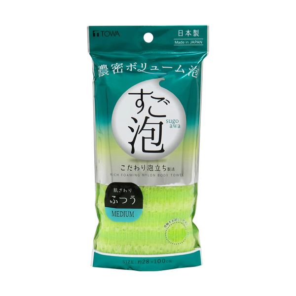 （まとめ）東和産業 すご泡IV ナイロンタオル ふつう グリーン 1枚 〔×10セット〕 【北海道・沖縄・離島配送不可】