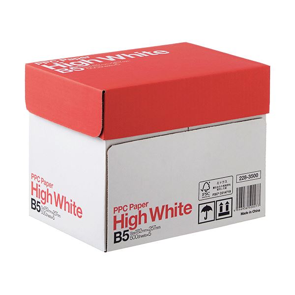 (まとめ) PPC PAPER High WhiteB5 1箱(2500枚:500枚×5冊) 〔×5セット〕【代引不可】【北海道・沖縄・離島配送不可】