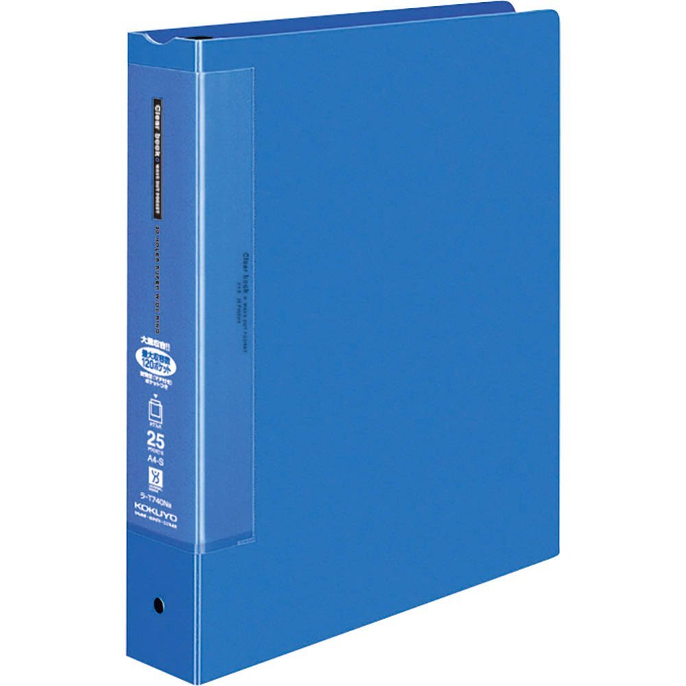 （まとめ買い）コクヨ クリヤーブック ウェーブカット 替紙式 A4縦 25ポケット 青 ラ-T740NB 〔3冊セット〕【北海道・沖縄・離島配送不可】｜フジックス