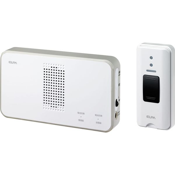 （まとめ買い）ELPA ワイヤレスチャイム 8チャンネル受信器 ホワイト 防雨ボタン送信器 セット EWS-S5030 〔&times;3〕 【北海道・沖縄・離島配送不可】｜フジックス