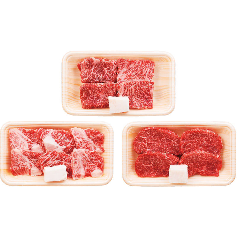 【お中元ギフト】松阪牛焼肉食べ比べ3種 【申込締切7/28、お届け期間6月末～8/6】 【北海道・沖縄・離島配送不可】｜フジックス