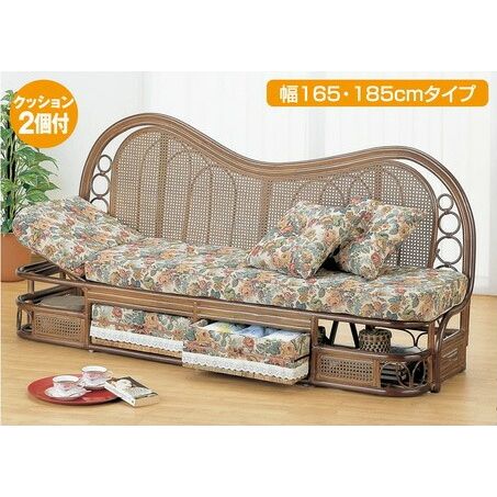 ラタン カウチソファー Y614B【代引不可】【北海道・沖縄・離島送りとどける不可】 ソファ・ソファベッド-ソファ-インテリア・寝具・収納