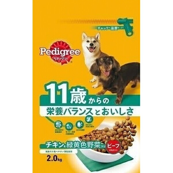 （まとめ買い）ペディグリー PD24 ドライ 11歳からの栄養バランスとおいしさ チキン＆緑黄色野菜入り 2kg 犬用 ドッグフード 〔×3〕【代引不可】【北海道・沖縄・離島配送不可】