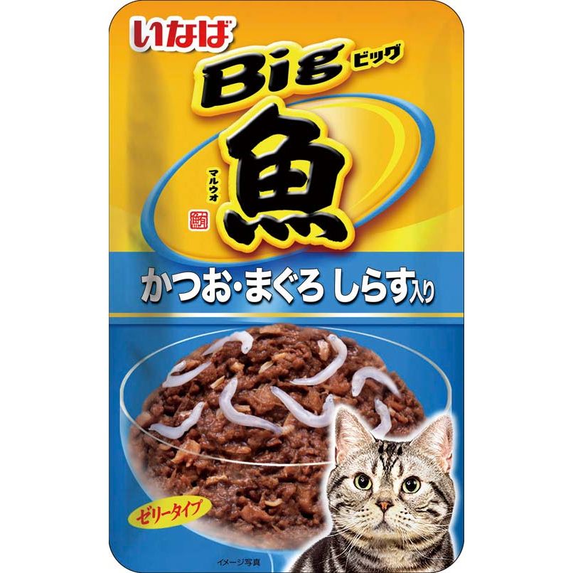 （まとめ買い）いなばペットフード Bigマルウオ かつお・まぐろ しらす入り 80g TCR-32 猫用 〔×48〕【代引不可】【北海道・沖縄・離島配送不可】