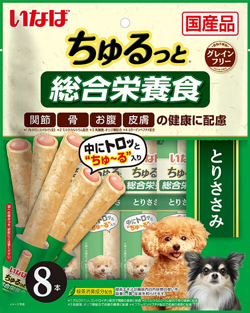 まとめ買い いなばペットフード いなば ちゅるっと総合栄養食 とりささみ 8本 犬用おやつ 〔×8〕 【爆売りセール開催中！】