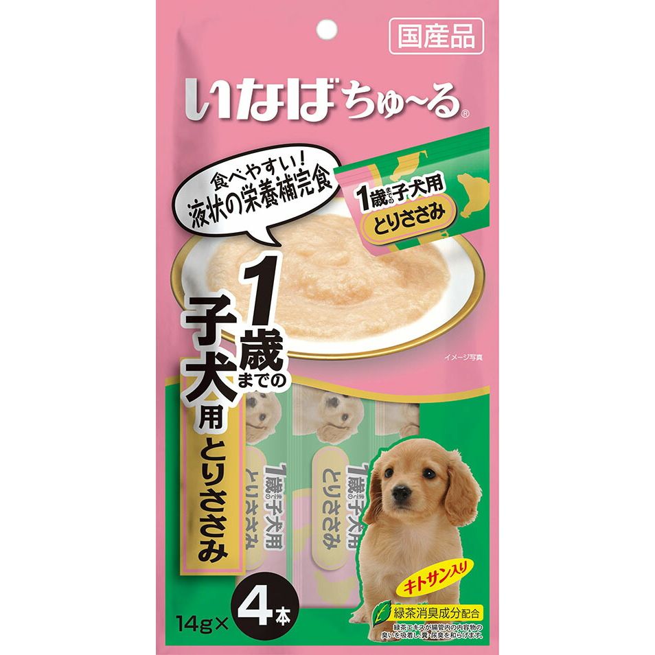 まとめ買い いなばペットフード いなば ちゅ〜る 1歳までの子犬用 とりささみ 14g×4本 犬用おやつ 〔×24〕 全店販売中