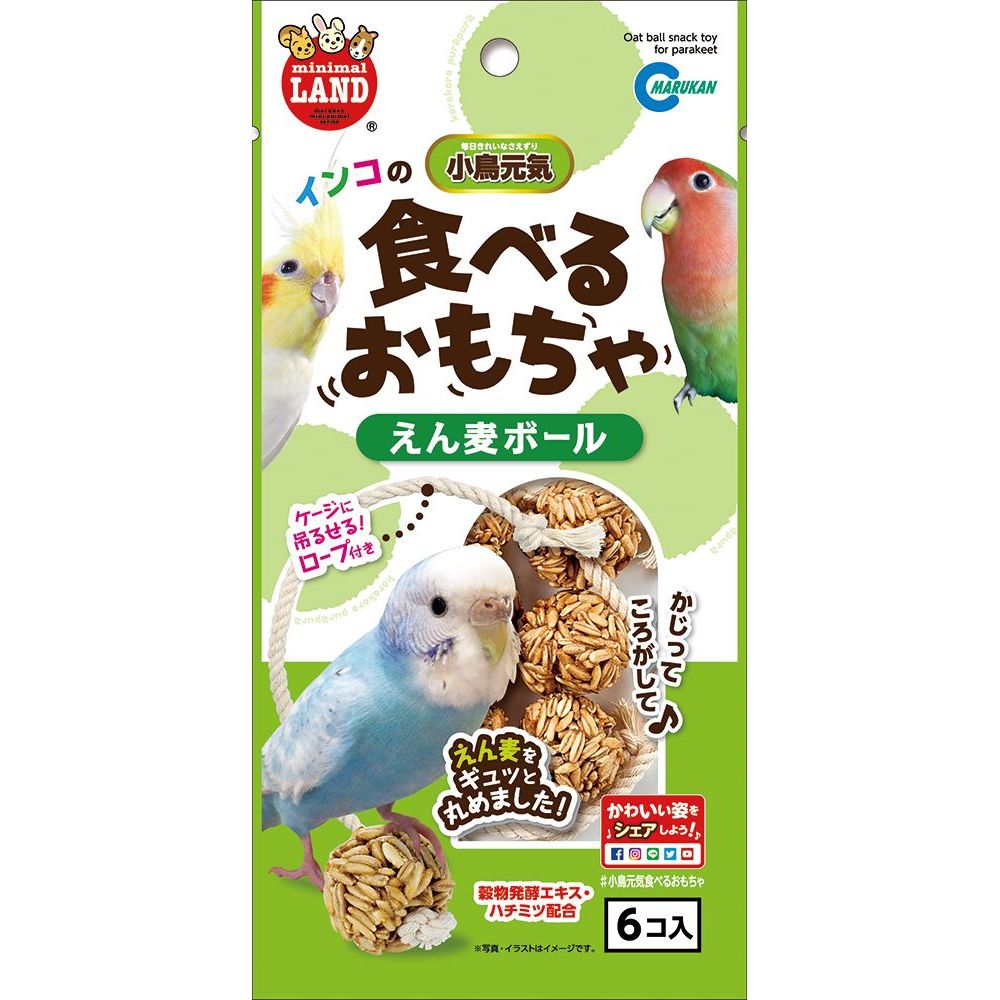 1340円 2022年のクリスマス まとめ買い マルカン インコのえん麦ボール 6個 鳥用フード 〔×12〕