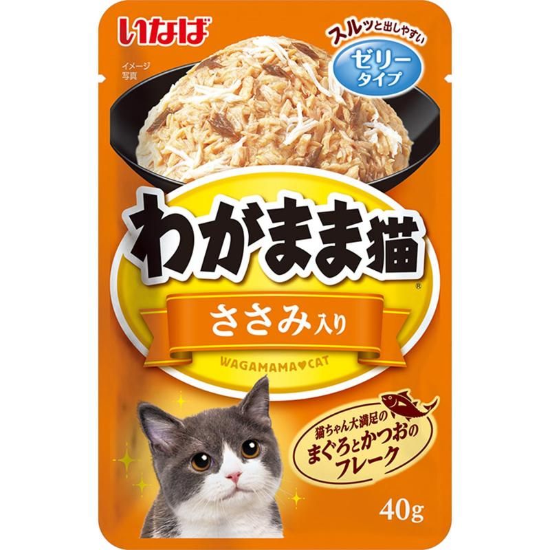 （まとめ買い）いなばペットフード いなば わがまま猫まぐろパウチ ささみ入り 40g TCR-23 猫用フード 〔×48〕 【北海道・沖縄・離島配送不可】
