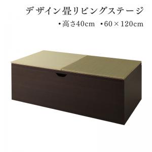 日本製 収納付きデザイン畳リビングステージ 〔そよ風〕そよかぜ 畳ボックス収納 60×120cm(一畳×1) ハイタイプ(高さ40cm) 〔畳色〕グリーン【北海道・沖縄・離島配送不可】|フジックス
