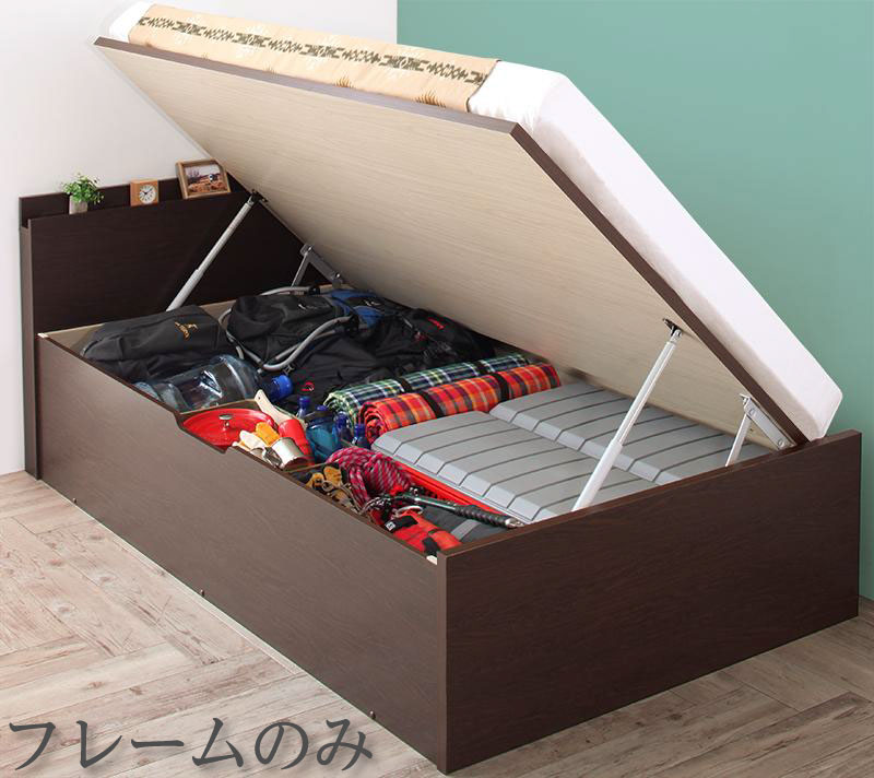 〔組立設置料込み〕アウトドア収納跳ね上げベッド 〔Matterhorn〕マッターホルン 〔ベッドフレームのみ・マットレスなし〕 セミダブル 深さラージ 〔フレーム色〕ホワイト【北海道・沖縄・離島配送不可】|フジックス