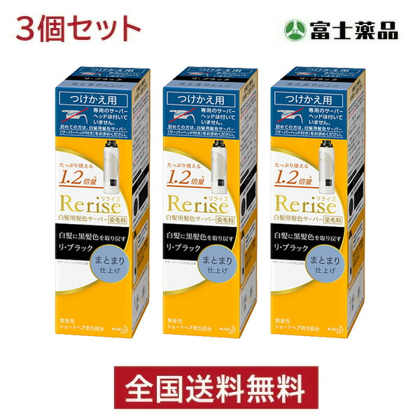 リライズ 白髪染め リ ブラック 付替 190g 3個セット まとまり仕上げ 白髪 白髪染 トップ 花王 セルフ 女性用 メンズ カラー 白髪用髪色サーバー 男性 クリーム ヘアカラー Ko