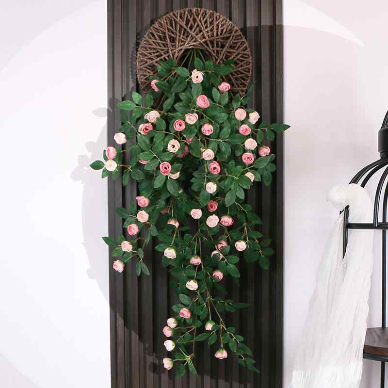 置物 インテリア 小物 植物 ボタニカル 葉っぱ 壁掛け 装飾 薔薇 バラ つる リビング 玄関 手作り風 オフィス ビジネス 装飾 おしゃれ きれいめ かわいい シンプル カジュアル 爽やか 清涼感 涼し気 抜け感 こなれ感 普段使い 個性的 高級感