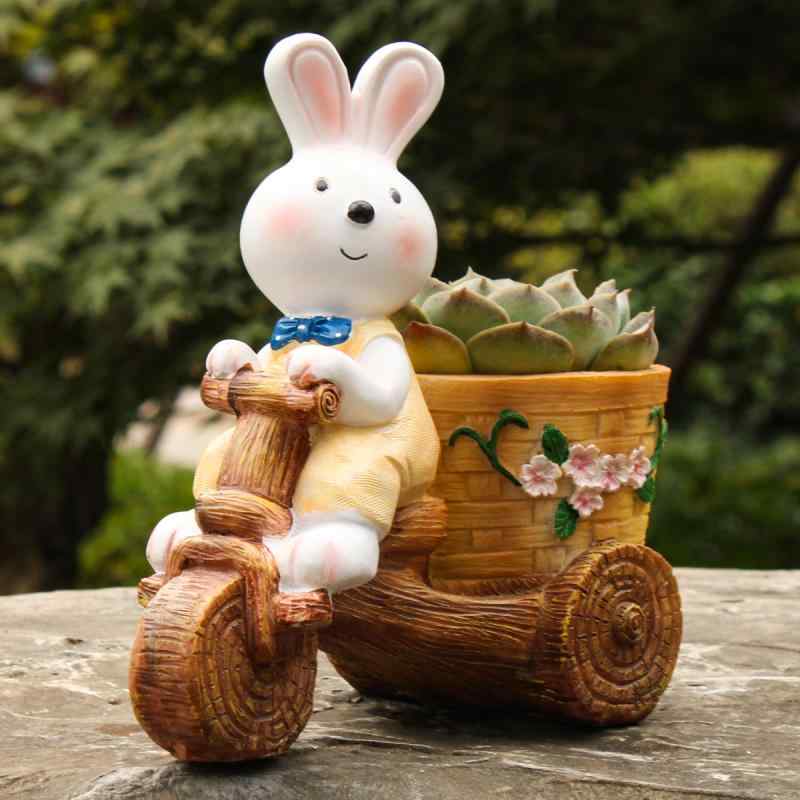 楽天市場】ガーデンポット 鉢 オブジェ 置物 ガーデン 室内 うさぎ