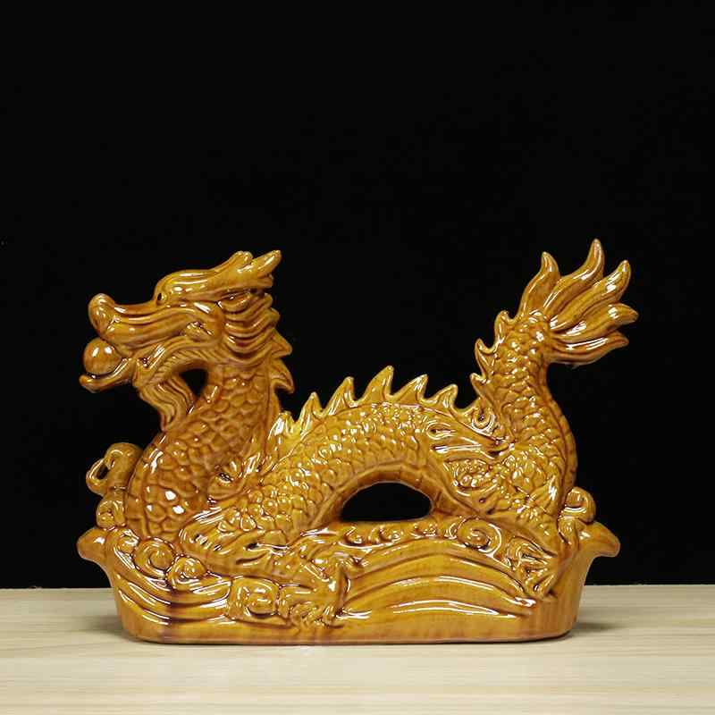 オブジェ オーナメント 置き物 インテリア雑貨 小物 陶器風 工芸品 龍 竜 辰 ドラゴン 十二支 干支 縁起物 風水 招福 開運祈願 個性的 存在感 おしゃれ お洒落 イエロー 黄色 グリーン 緑 マルチカラー カラフル レッド 赤 ブラック 黒