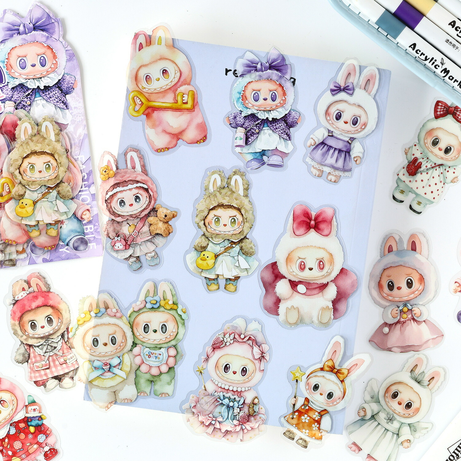 楽天市場】【クリックポスト送料無料】ラブブ風 ステッカー シール 50