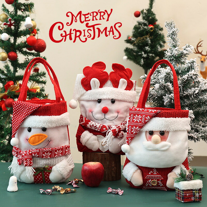 クリスマス ギフトバッグ 新作 サンタクロース 麻風 キャンディバッグ プレゼント袋 アップルバッグ クリスマス装飾 ノベルティ 業務用 卸販売