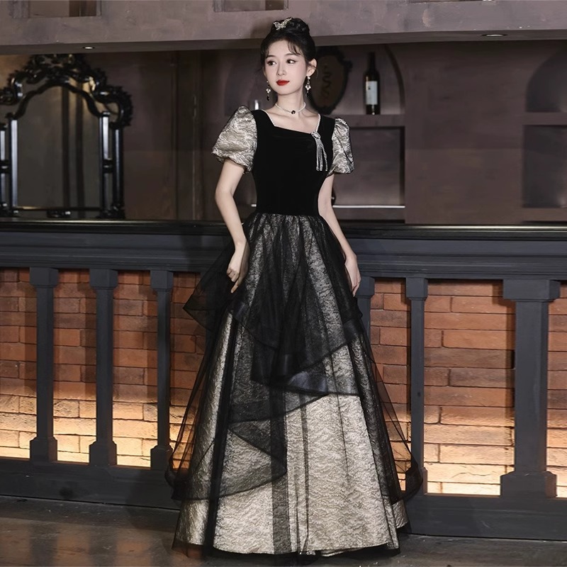 黒いこと 寄りあいお召しもの ロング丈 天鵞絨 × チュール パフ捩り 真四角のど首 ビジューかざり付ける 御機嫌酉の方角 妃殿下生産ライン 成年者式 卒式 力くらべ 進行係り かき鳴らす会 雅びやか 御前上等感 レディース 十分な量な大きさ取りひろげる 差し上げ物