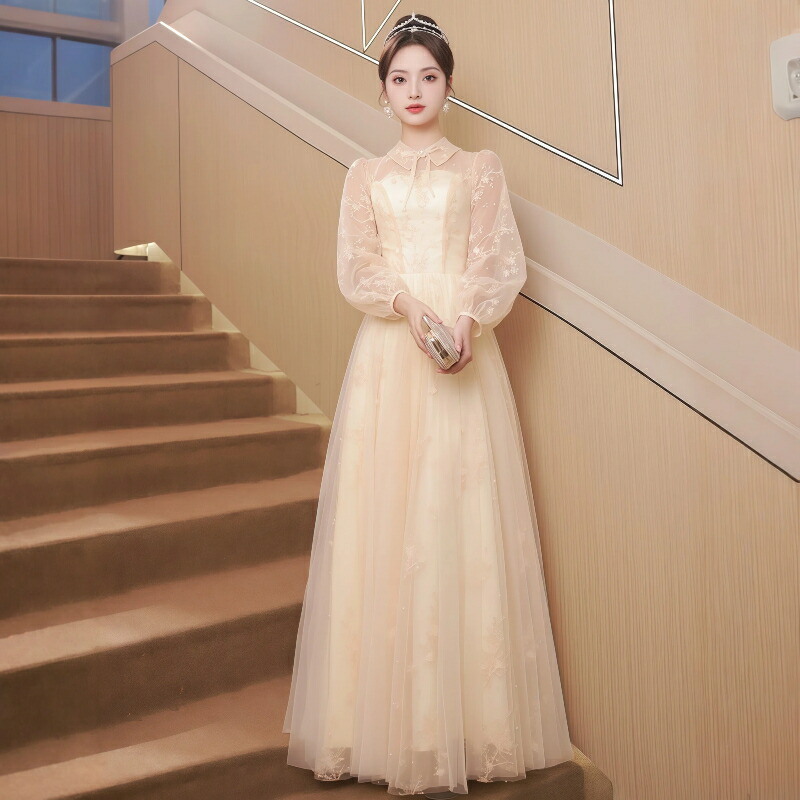 妃殿下風 寄りあいお召しもの 2026 新作 フレンチ表現スタイル 御前上等感 ロング丈 長袖 スピード競技刺しゅう チュール 成年者式 生まれ落ちる日 作物テスト作業 快い音告げ知らせる会 進行係り用 御芽出度 二次会 お呼ばれ 有りがたさ会 交歓会 雅びやか 体型押しかぶせる フォーマルドレス 衣装
