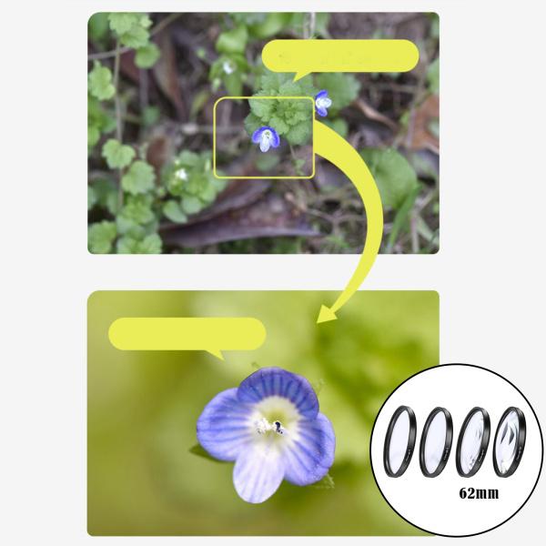 クローズアップフィルターキット+ 1 + 2 + 4 + 10デジタル写真機用水晶体書き割り62粍