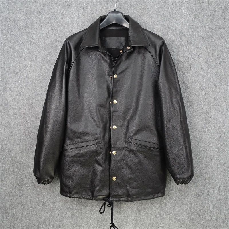 なめし革上衣 雅びやか 心地よい 本革 牛皮 御前上等 ライダースジャケット  革ジャン Ｓ～4XL 黒
