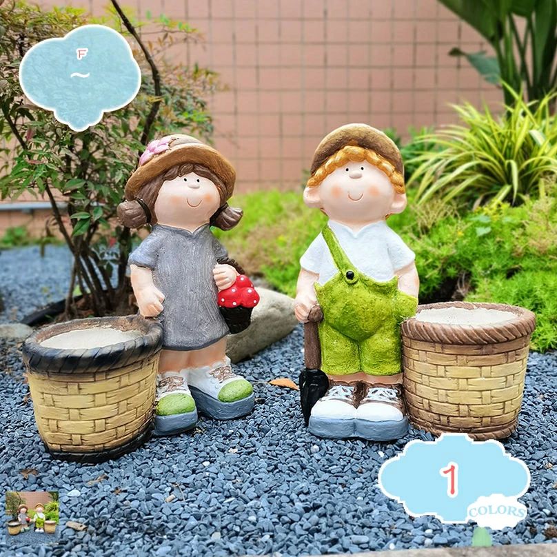 飾りつけ ガーデニング オブジェ 今めかしい 愛くるしい 室外 庭 庭園雑貨 ガーデンオーナメント お坊っちゃん 部屋の入り口外 飾りつけ 庭に置くお嬢さんの置