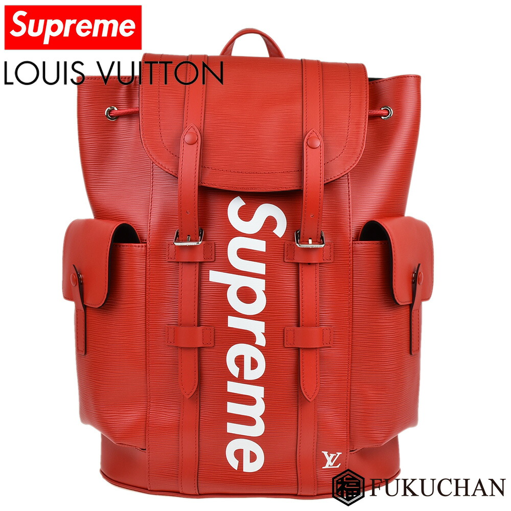 supreme leather backpack red