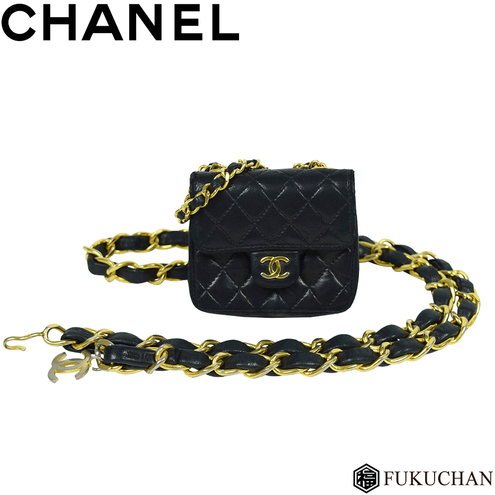 【楽天市場】【CHANEL/シャネル】ラムスキン ミニミニマトラッセ付き チェーン ベルト ブラック×ゴールド金具 【中古】≪送料無料≫