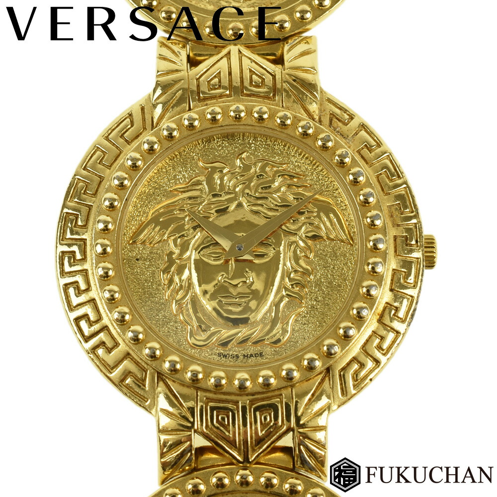 【楽天市場】【VERSACE/ヴェルサーチ】メデューサ コイン ウォッチ ゴールド×GP/7008002 【中古】≪送料無料≫：ブランド