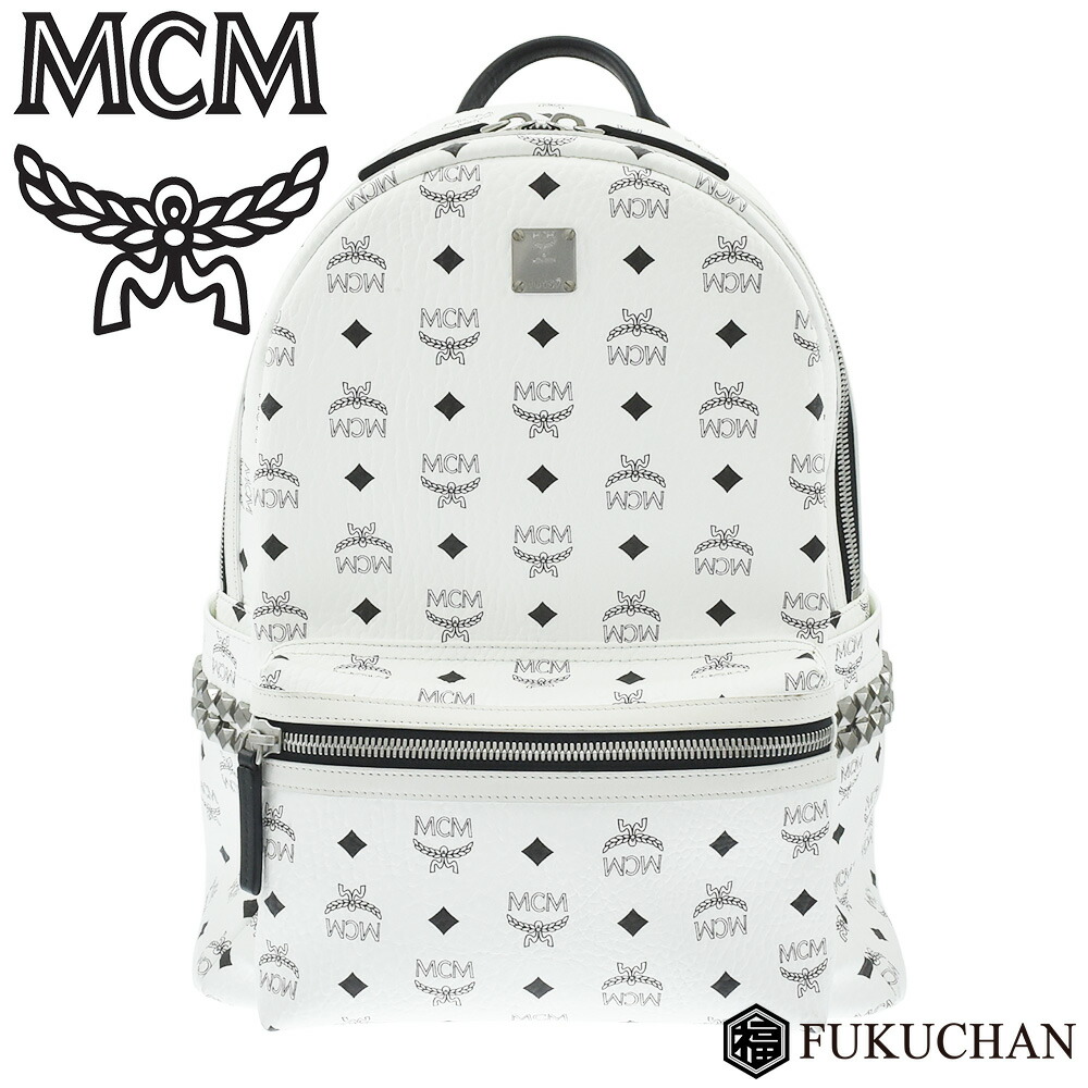 【楽天市場】【MCM/エムシーエム】STARK サイドスタッズ バックパック（VISETOS） Medium リュックサック ホワイト×