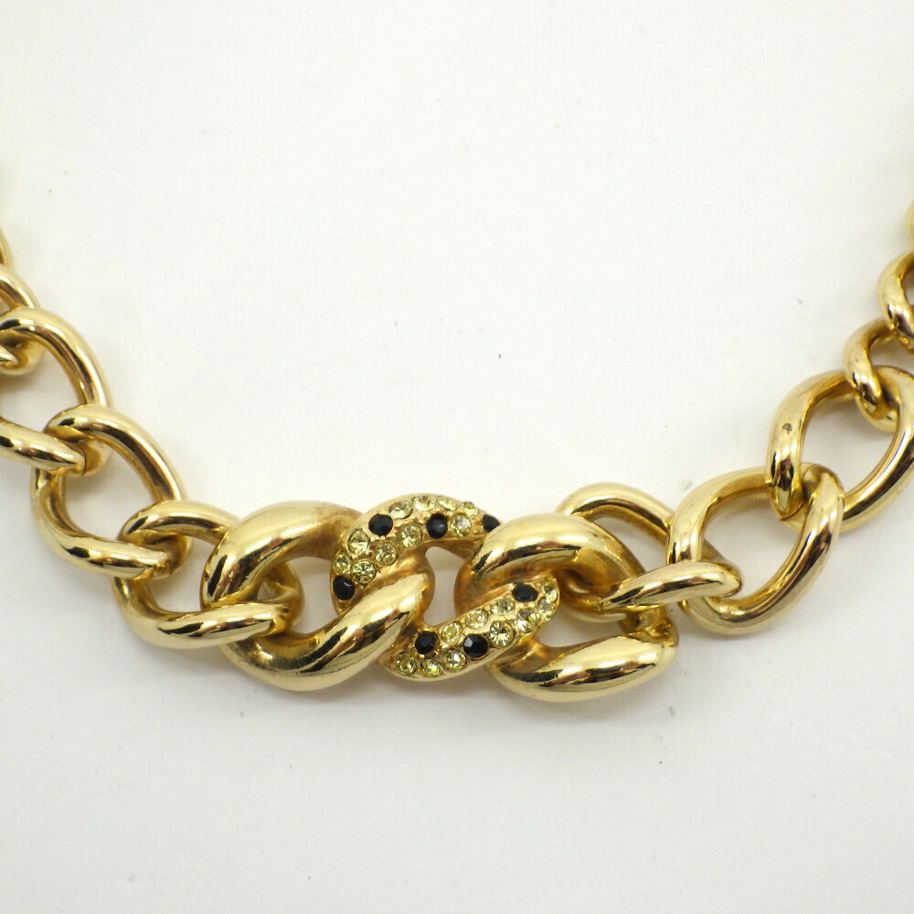 Christian Dior クリスチャンディオール アンティーク チェーン ネックレス ラインストーン Gp チョーカー レディース 中古 送料無料 ブランドショップ Fukuchan