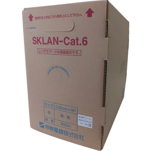 伸興電話線 １０００Ｍｂｐｓ ＬＡＮ相応うツイストペアケーブル ＳＫＬＡＮ－Ｃａｔ．６ ０．５粍Ｘ４Ｐ  SKLANCAT60.5X4PRX300M 607-8246