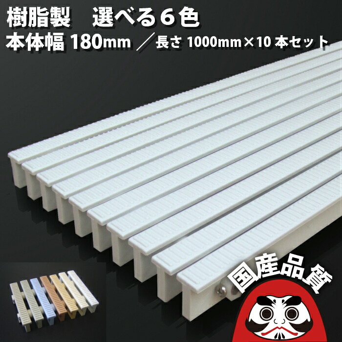 ロールグレーチング 樹脂 製 グレーチング 逆目タイプ 歩道用 選べる6色 10ｍセット幅180&times;長さ1000ｍｍ (1メートル) RRL-180-L1000-10set ROLL ROSTONE ロール・ロストン 日本製 風呂 プール 側溝 排水溝 溝蓋 [お問い合わせ用番号 R692]｜グレーチング・溝蓋の福八商店