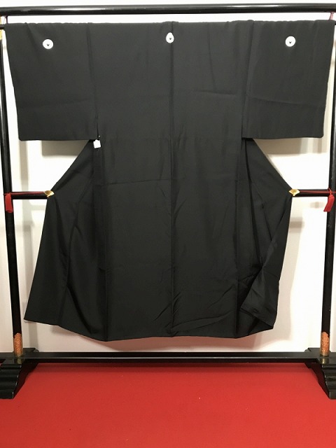 【中古】M大きさ 紋付 男物 正絹  丸に下り藤 羽二重五つ紋付き添い人