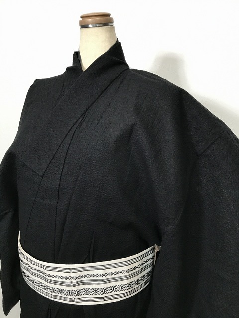 新品 2L大きさ 浴衣 男物 綿 黒無地