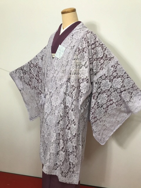 新品20%OFF/新品 Fサイズ コート 化繊 薄紫色レース 夏コート|リサイクルきもの福服 ふくふく