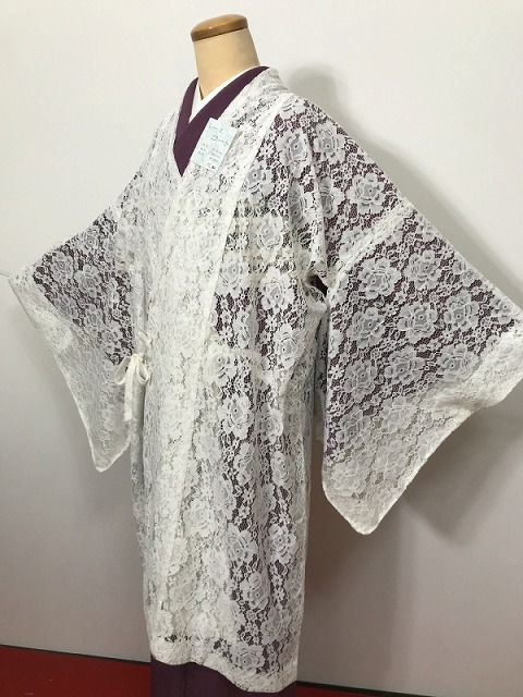 新品20%OFF/新品 Fサイズ コート 化繊 白レース 夏コート|リサイクルきもの福服 ふくふく