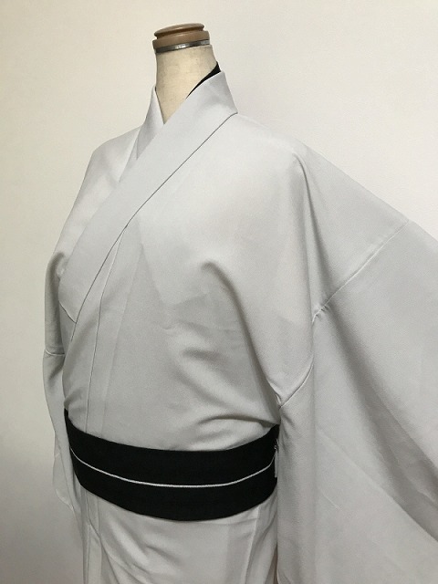 新品 Mサイズ 男物 色無地 化繊 薄グレー｜リサイクルきもの福服　ふくふく