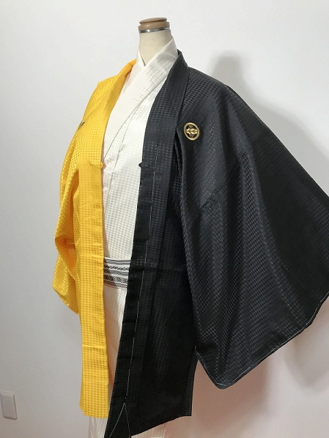 新品 Lサイズ 男物 羽織 化繊 五つ紋付｜リサイクルきもの福服　ふくふく 9,372円