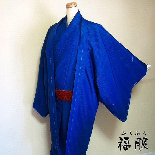 新品 羽織 男物 化繊 濃紺地に縞模様の長羽織 2Ｌサイズ 和装 メンズ 男性用 裄76.5cm 洗える着物 おすすめ 裄長 メンズ羽織 メンズはおり 男物羽織 ハオリ 茶道 落語 送料無料 11,880円