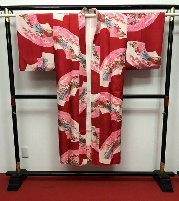 アンティーク 長襦袢 単衣  藤の花柄 中古】 長襦袢 襦袢 長じゅばん レディース 正絹 黒 花柄 身丈