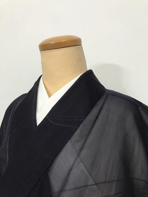 【中古】Sサイズ 正絹 夏着物 紬 紗 紫地に流水文様