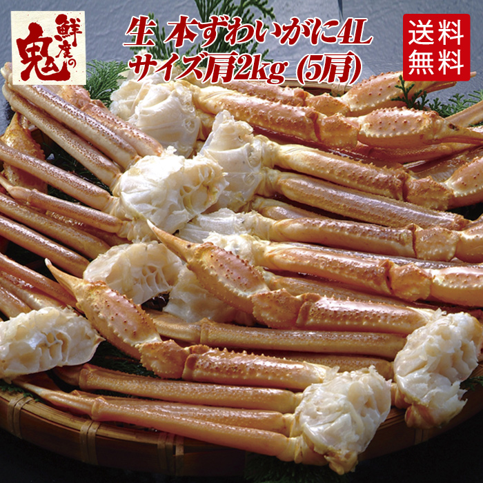 生 本ずわいがに4Lサイズ肩2kg (5肩) （4〜6人前） | かに カニ 蟹 ずわい ズワイガニ 生 姿 焼きガニ かに鍋 カニ鍋 贈り物 贈答品 ギフト プレゼント お歳暮 送料無料 朝日共販