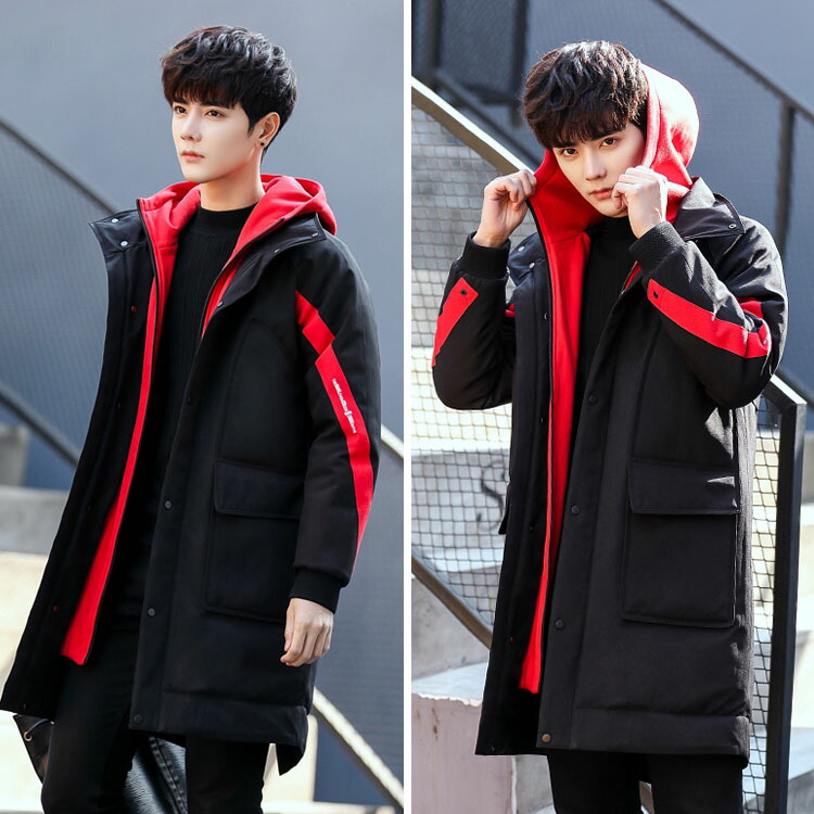 楽天市場 ダブルジッパーの2重design メンズ ロングコート 中綿 コート ロング丈 重ね着風 中綿コート フード付き カジュアル メンズファッション 冬服 冬物 防寒送料無料 福見る店