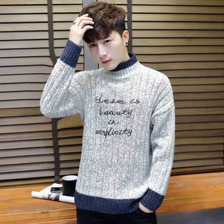 楽天市場 全3色 5サイズ ニット セーター メンズ ハーフハイネック ボトルネック プルオーバー ニットセーター ニットトップス バイカラー 通勤 通学 秋服 冬服 秋冬送料無料 福見る店