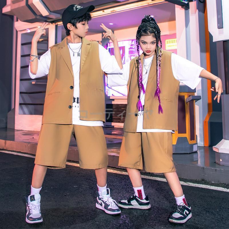 夏 キッズダンス衣装 ヒップホップ HIPHOP ダンス衣装 トップス パンツ 子供服 韓国 ステージ衣装 キッズ ジャズダンス ダンスウェア 練習着 体操服