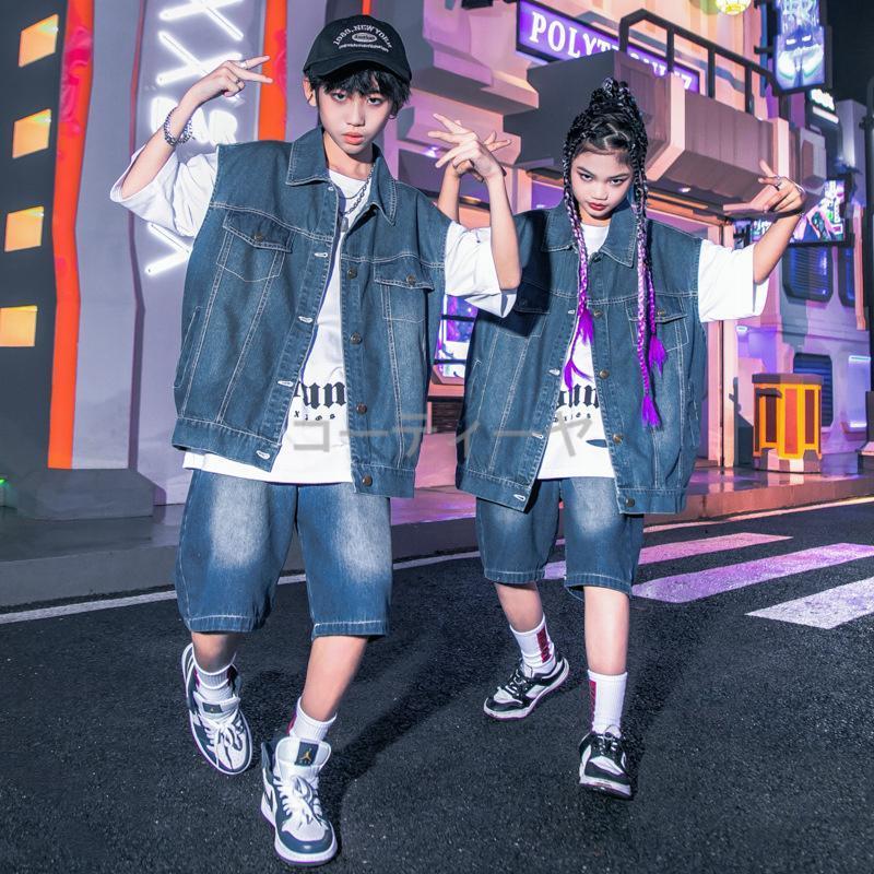 夏 キッズダンス衣装 ヒップホップ HIPHOP ダンス衣装 トップス パンツ 子供服 韓国 ステージ衣装 キッズ ジャズダンス ダンスウェア 練習着 体操服