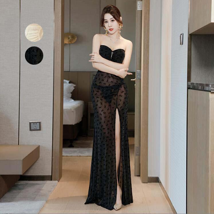 タイトワンピース ノースリープ 送料無料 ロングドレス カクテルドレス ロング丈ワンピース モーターショー スリットワンピース イベント 着痩せ ワンピドレス パーティードレス 袖なし 40代 30代 20代 お嬢様 披露宴 DS DJ ドレス ナイトドレス セクシー デート S M L