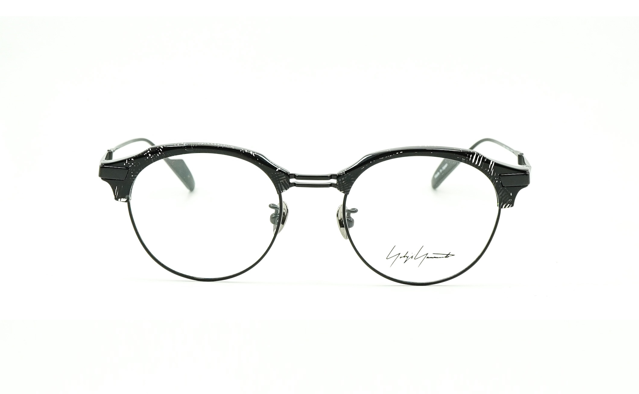 Yohji Yamamoto/ヨウジヤマモト 19-0080-2/ ひな形（メガネ）/Black 黒いこと 黒/チタン Titanium/ メガネ 度あり めがね 度入り口・入口 眼鏡 度付き添い人 眼鏡ひな形 ブランド名 メンズ レディース 今めかしい