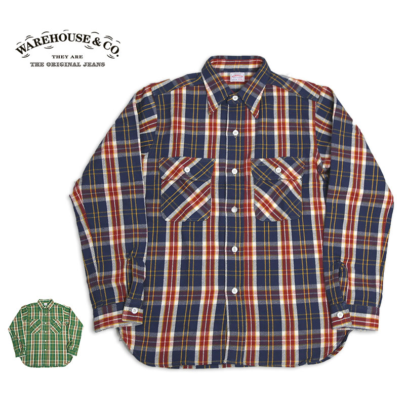WAREHOUSE DUCK DIGGER ドット柄 ワークシャツ ノーカラー WAREHOUSE DUCK DIGGER ドット柄 ワークシャツ ノーカラー